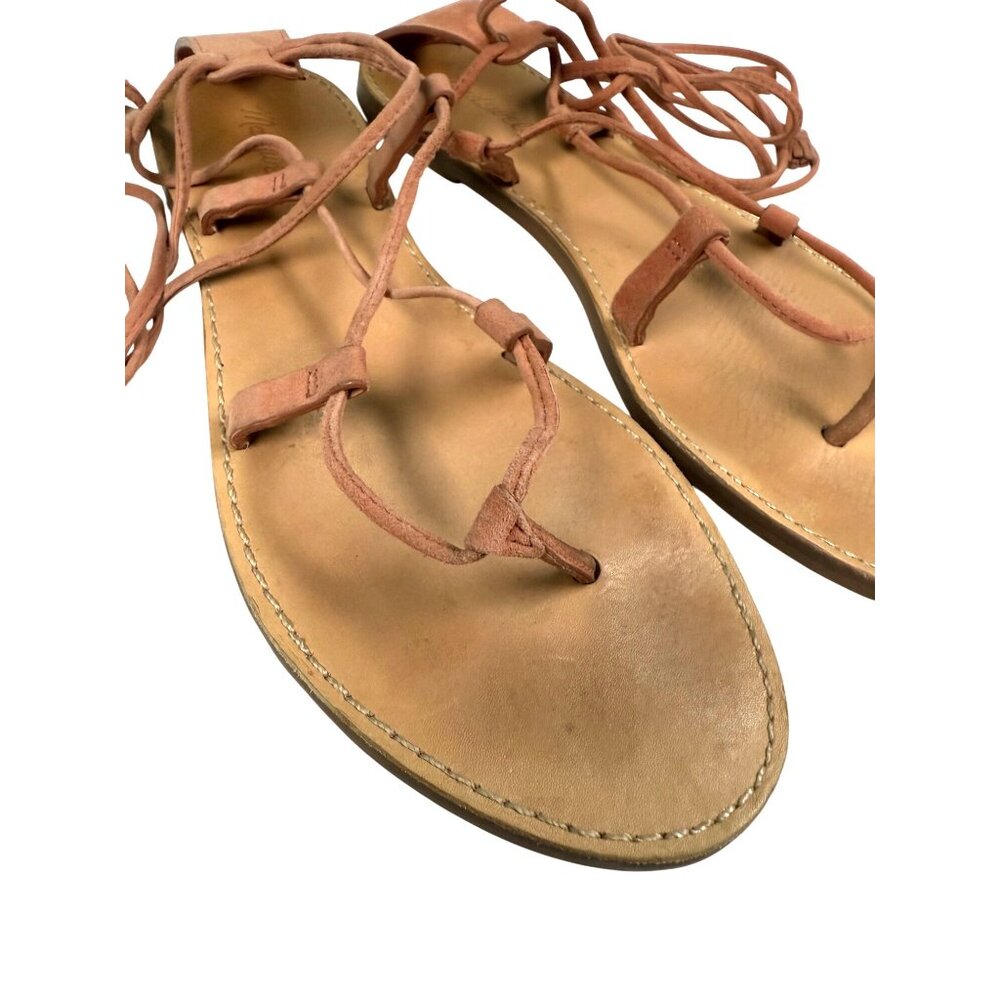 SIZE 9.5  Madewell The Boardwalk  Tan Leather Strappy Gladiator Sandals - Picture 5 of 9